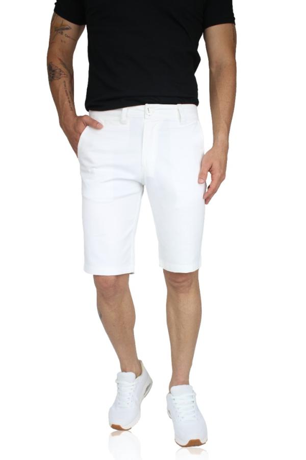 Bermuda De Vestir Color Blanco De Algodón Corte Slim Fit Para Hombre